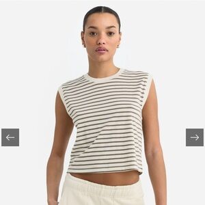 MATE the Label Striped Muscle Tee in Cream and Brown